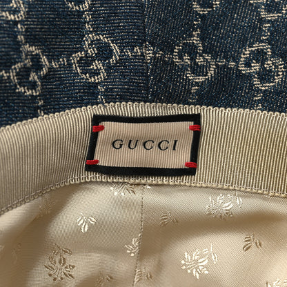 Gucci Washed Jacquard Denim Nappa GG Monogram Oscar Bucket Hat M Denim Cuir 8 of 8