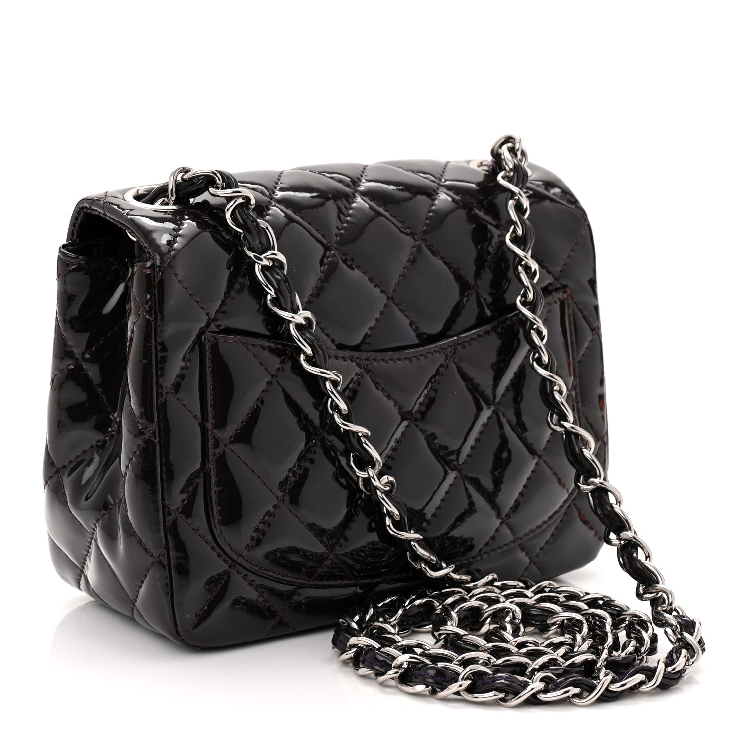 Chanel Patent Quilted Mini Square Flap Purple 3 of 10