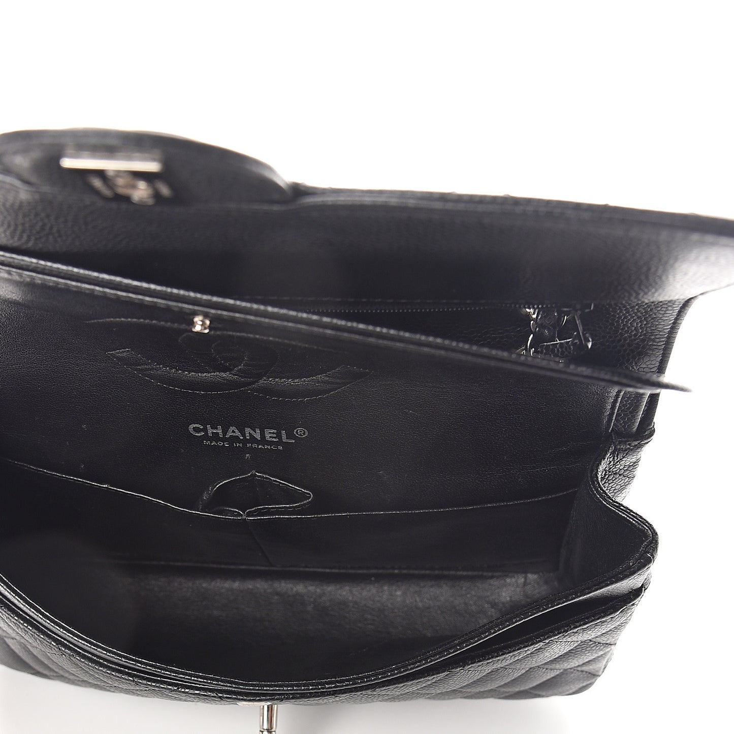 Caviar Quilted Medium Double Flap Black