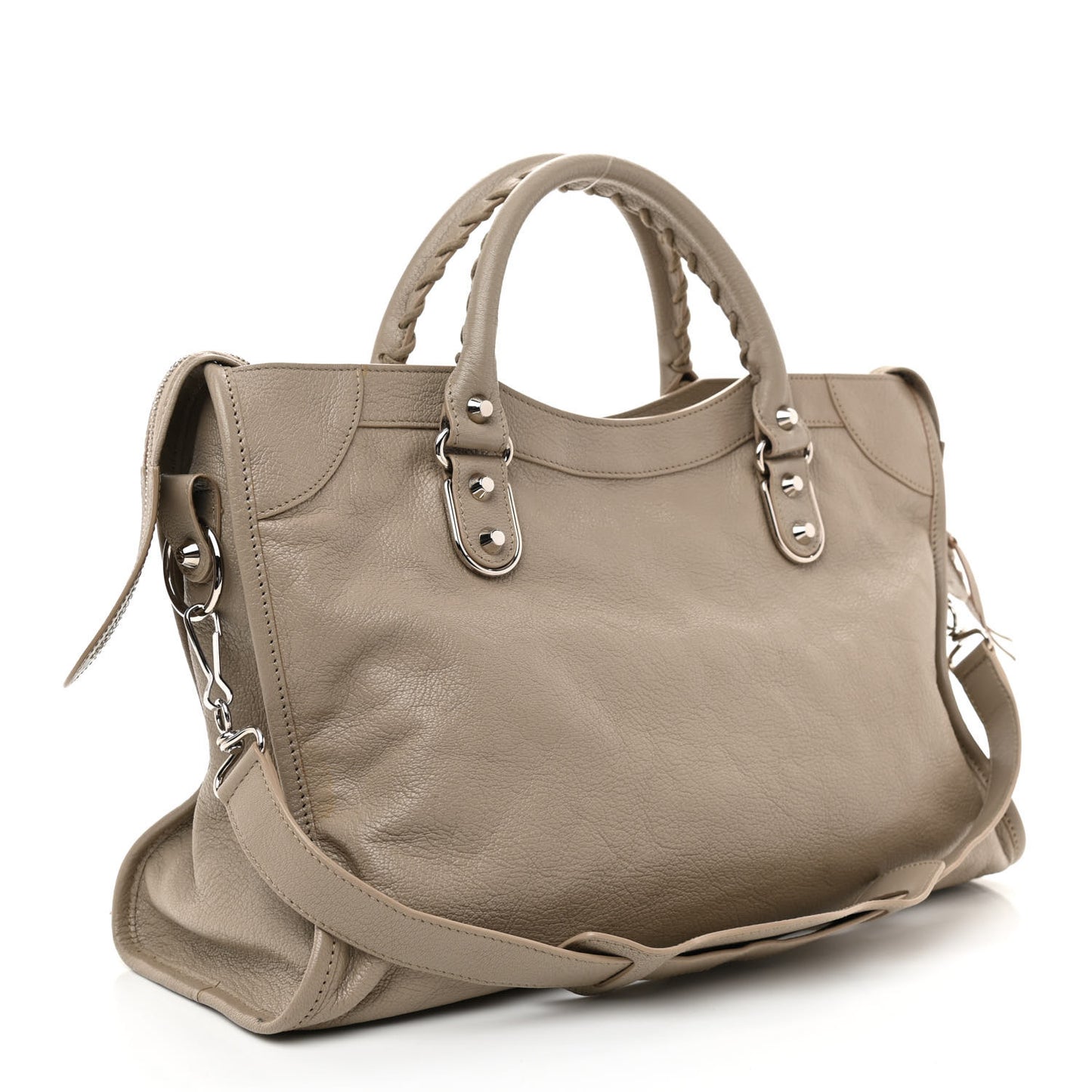 Chevre Silver Metallic Edge Hardware City Beige Dune Argille