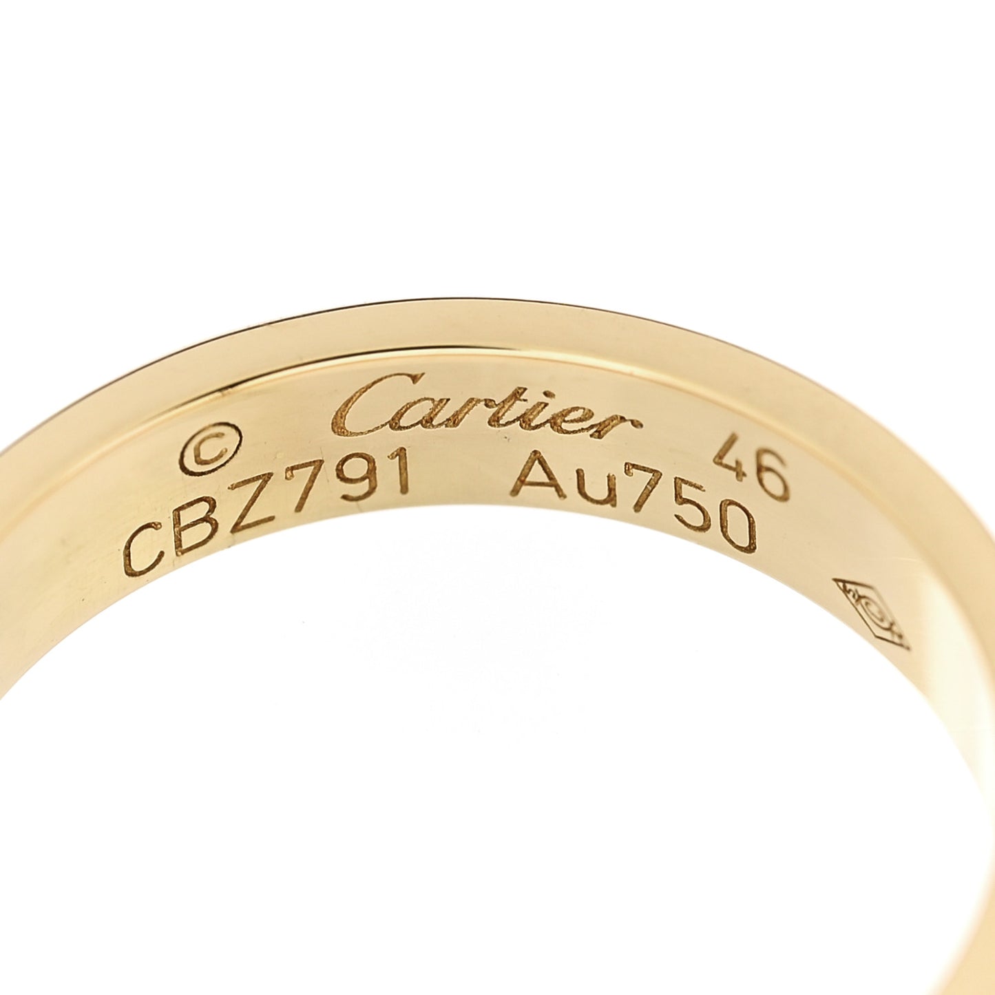 18K Yellow Gold 3.5mm LOVE Wedding Band Ring 46 3.75
