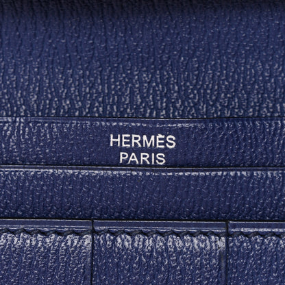 Hermes Shiny Porosus Crocodile 18K White Gold Diamond Bearn Wallet Bleu Ciel 7 of 11