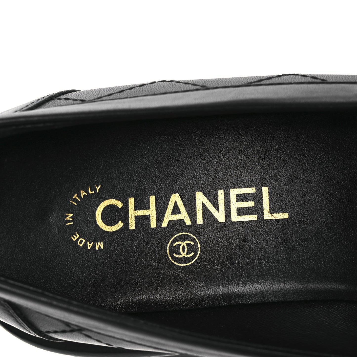 Calfskin Quilted CC Mocassin Loafers 40.5 Black