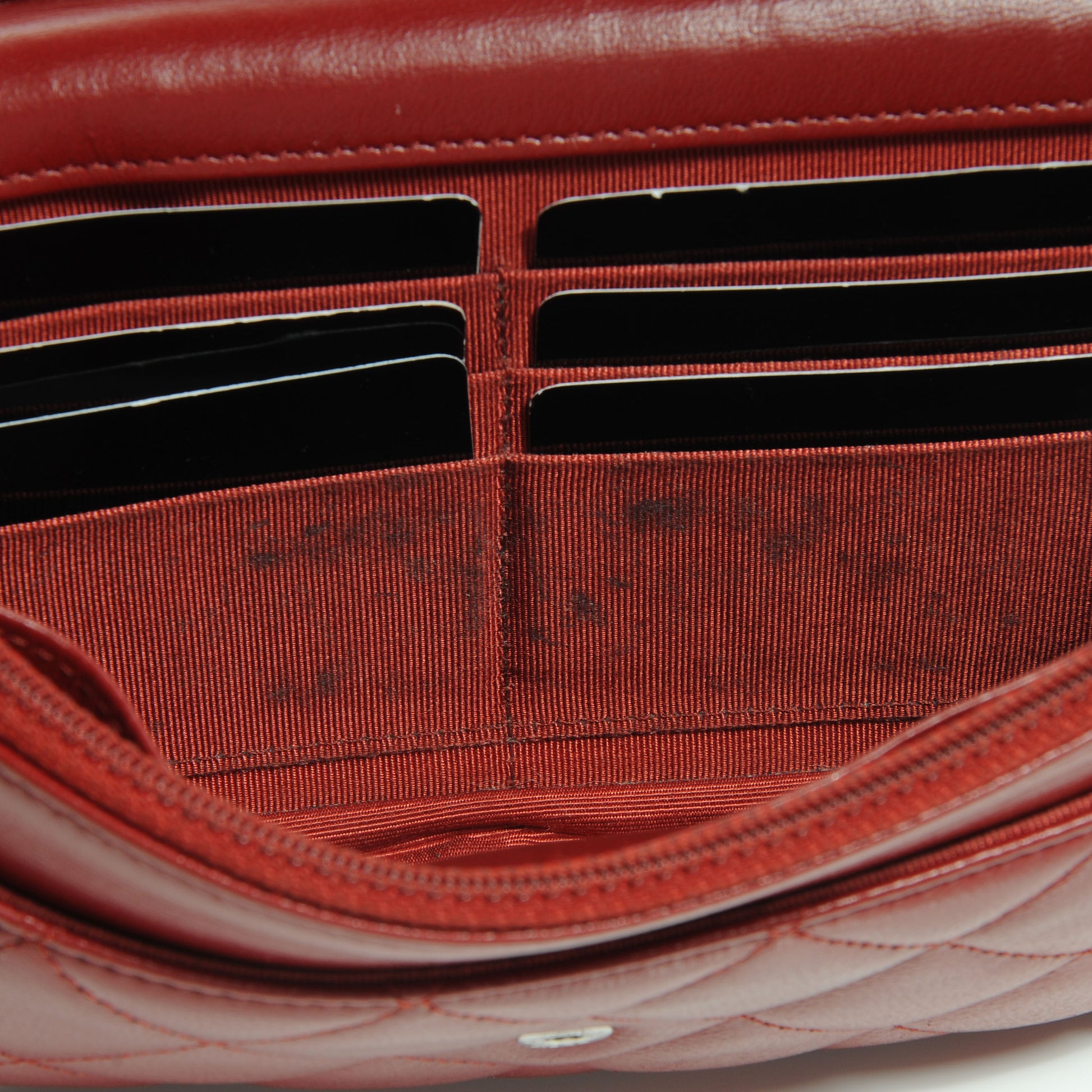 Chanel Lambskin Quilted Wallet On Chain WOC Red 10 of 12