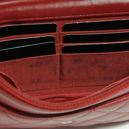 Chanel Lambskin Quilted Wallet On Chain WOC Red 10 of 12