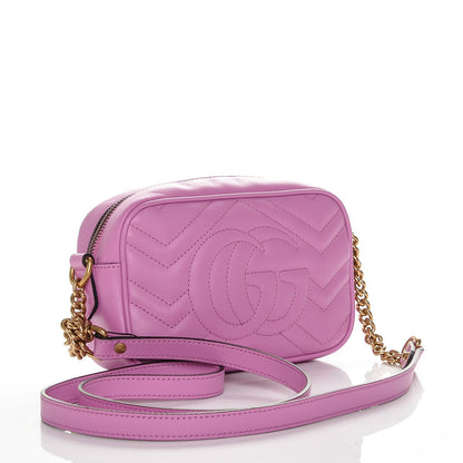 Gucci Calfskin Matelasse Mini GG Marmont Chain Shoulder Bag Candy Mousse 3 of 7