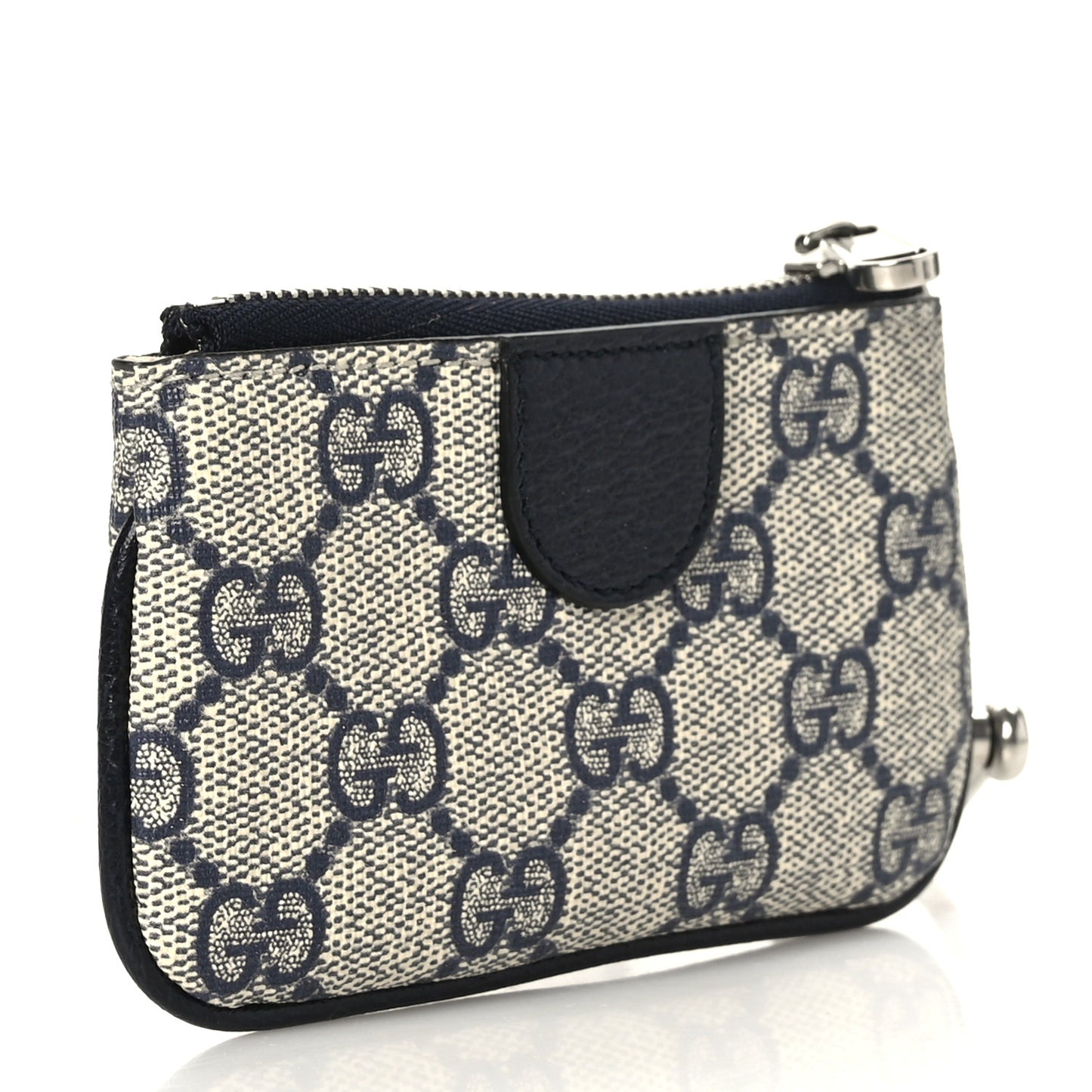 GG Supreme Monogram Web Ophidia Key Case Beige Blue