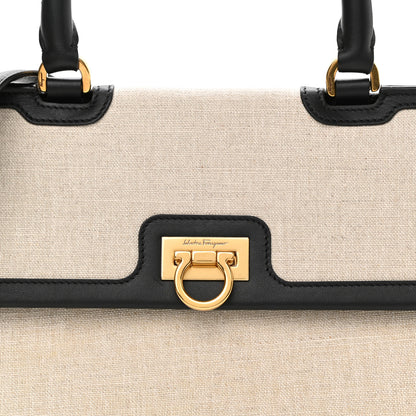 Salvatore Ferragamo Calfskin Trifolio Kuban Beige Black 7 of 9