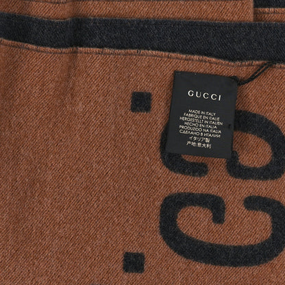 Gucci Wool Silk Monogram Jumbo GG Freedom Scarf Dark Brown Beige 3 of 3