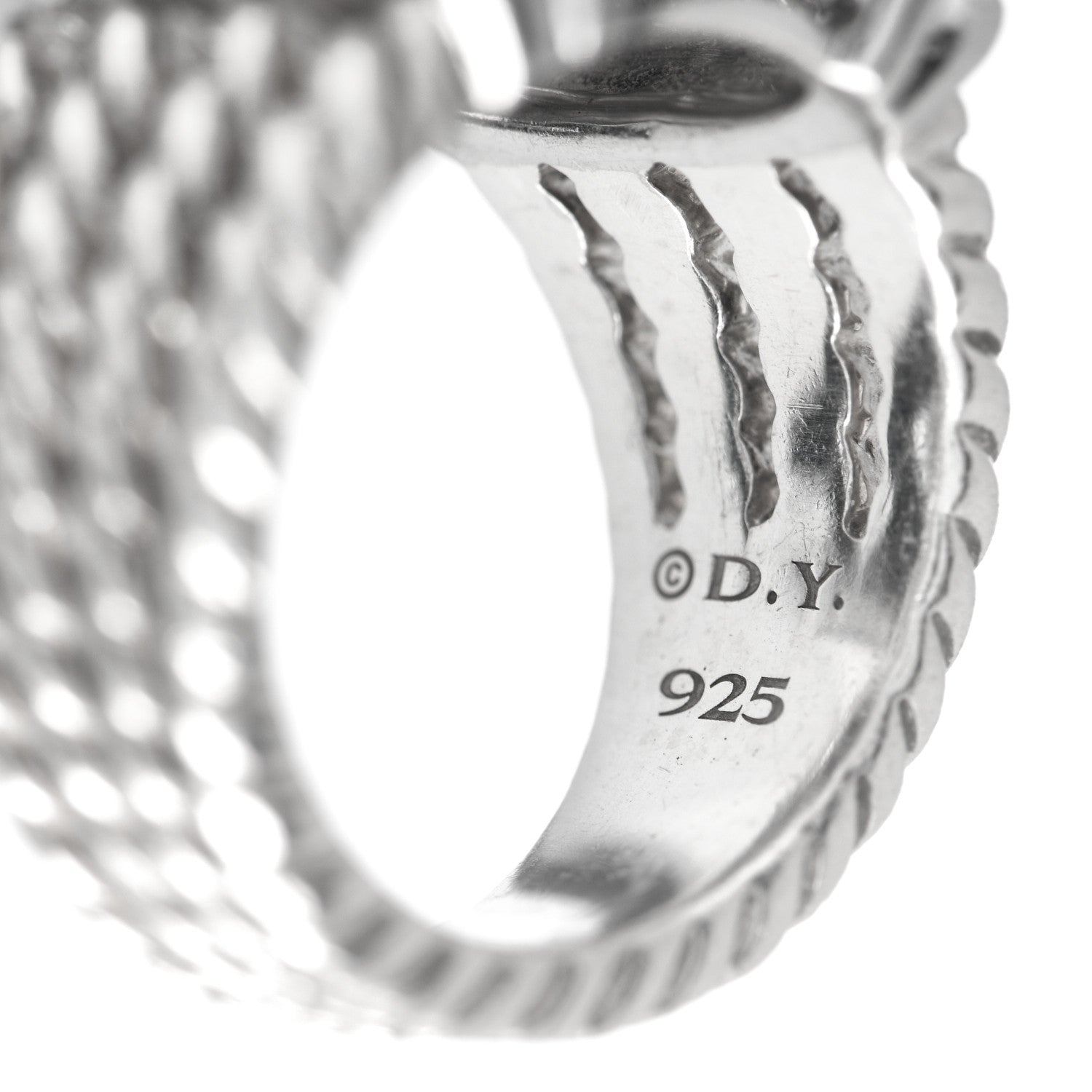 David Yurman Sterling Silver Diamond 16mm Wheaton Ring 51 5.75 5 of 6