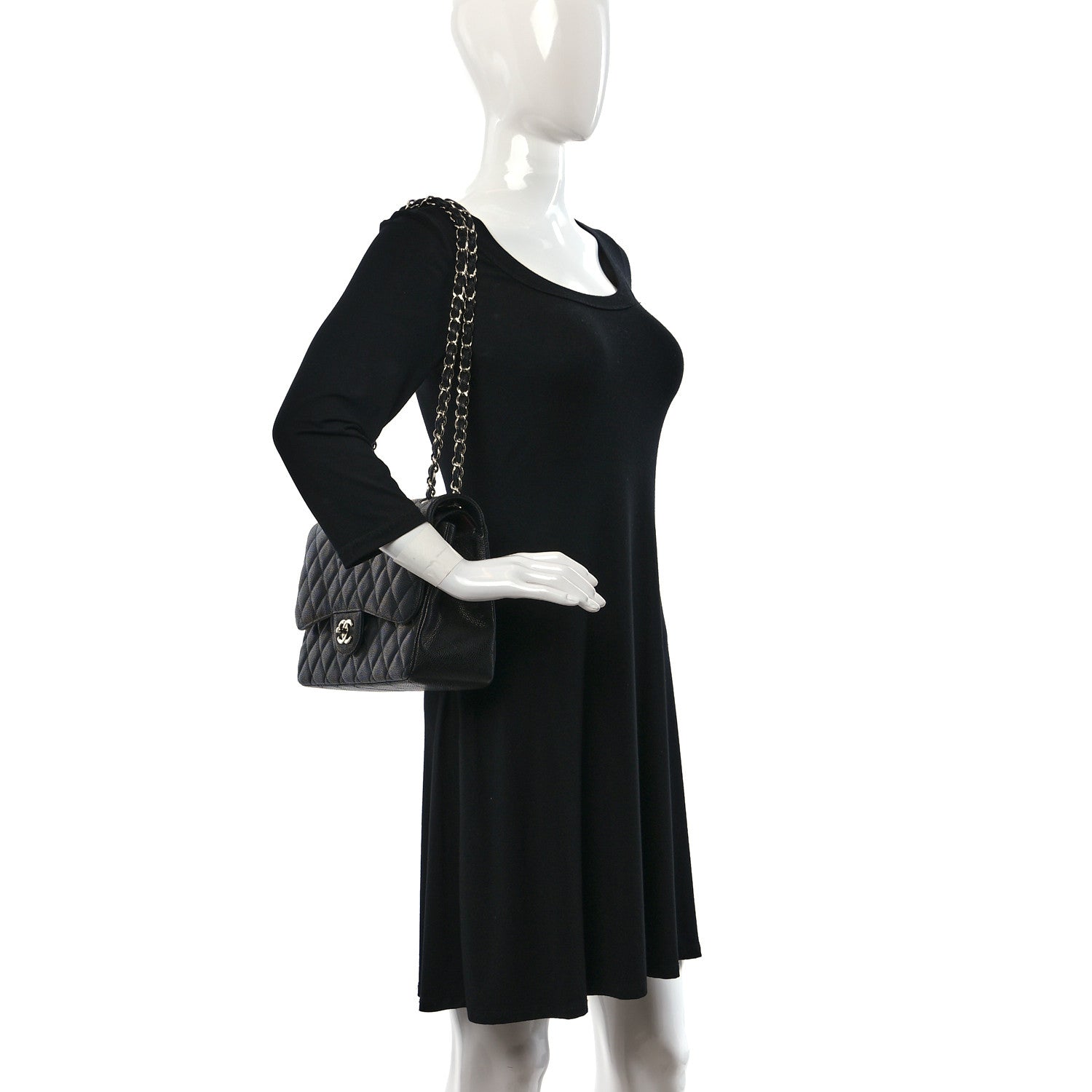Chanel Caviar Quilted Jumbo Double Flap Black 2 of 10