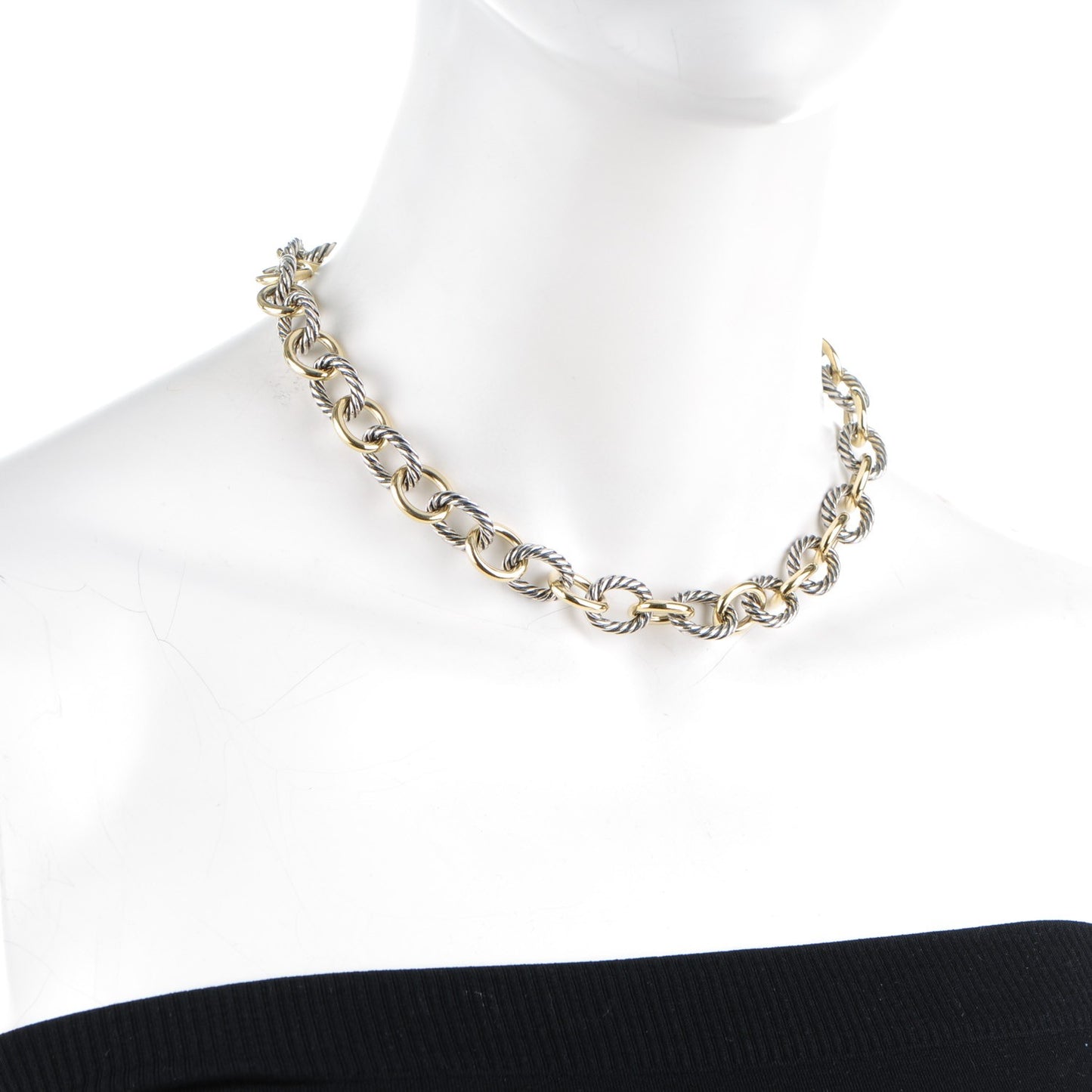 Sterling Silver 18K Yellow Gold 12mm Large Oval Link Necklace