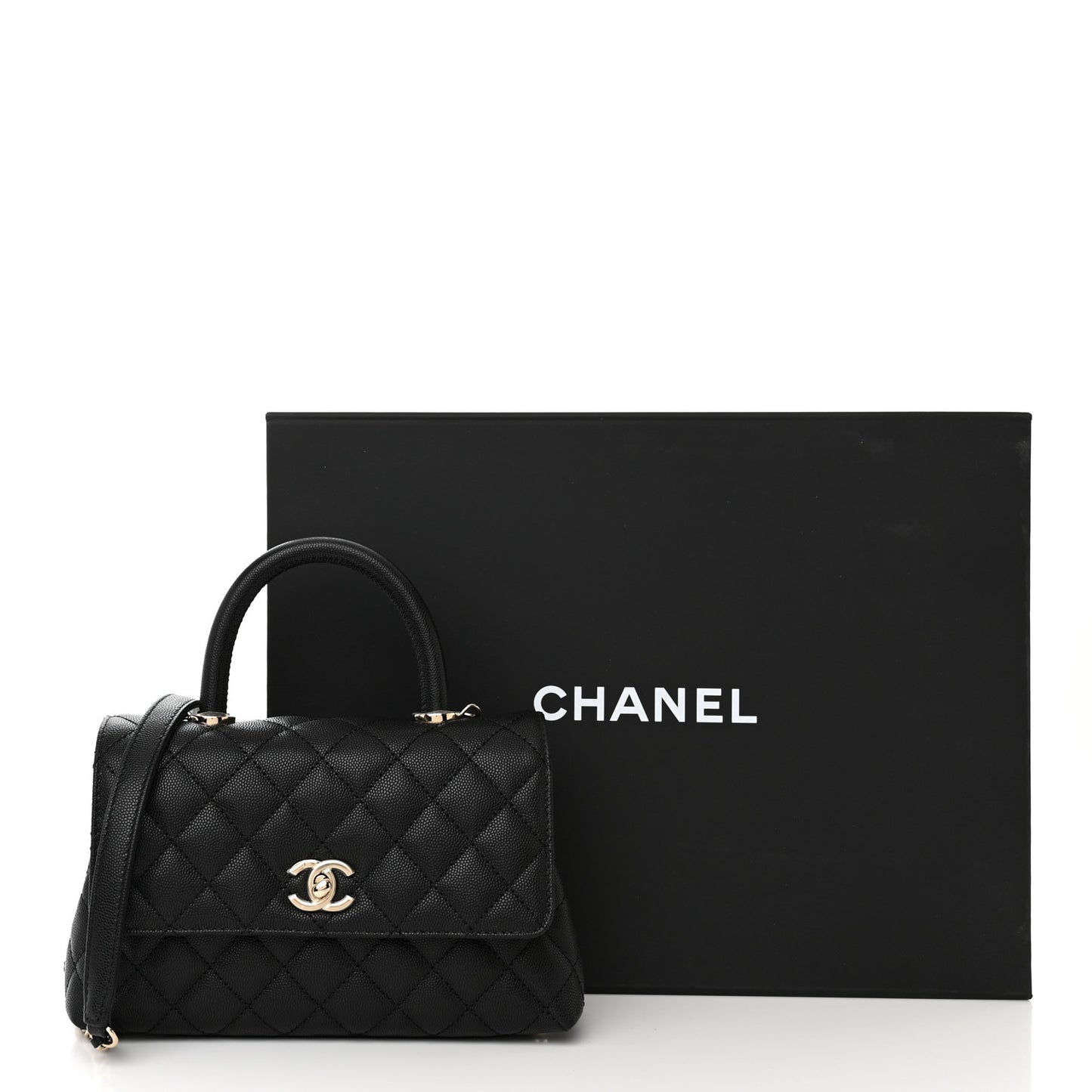 Caviar Quilted Mini Coco Handle Flap Black