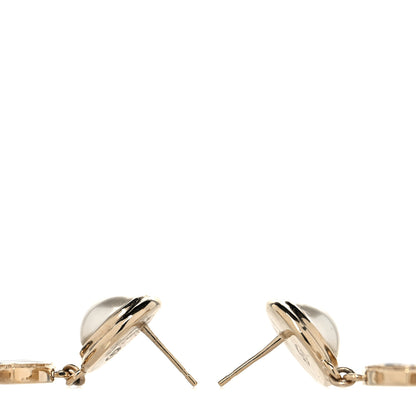 Chanel Pearl Enamel CC Drop Earrings Black 3 of 5