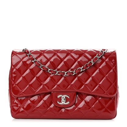 Chanel Patent Quilted Jumbo Double Flap Red 1 of 17