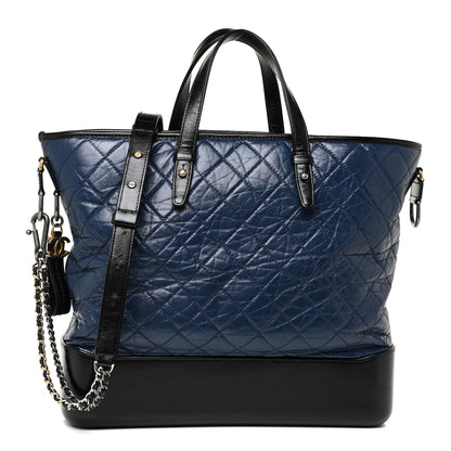 Chanel Aged Calfskin Quilted Large Gabrielle Shopping Tote Navy Black 1 of 25