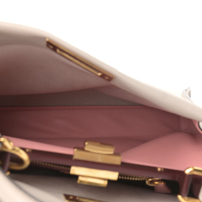 Fendi Vitello Seta Shiny Nappa Medium Peekaboo Iconic Satchel Grigio Polvere Bois de Rose 5 of 13