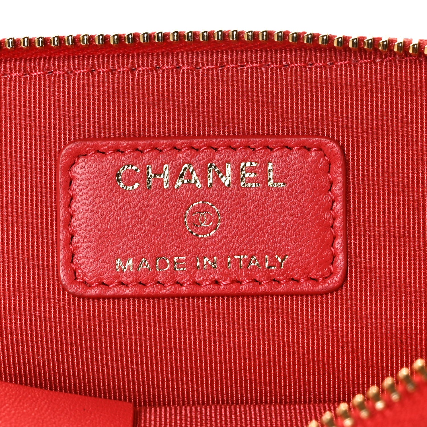 Chanel Lambskin Quilted Zip Card Holder Wallet Red 6 of 10