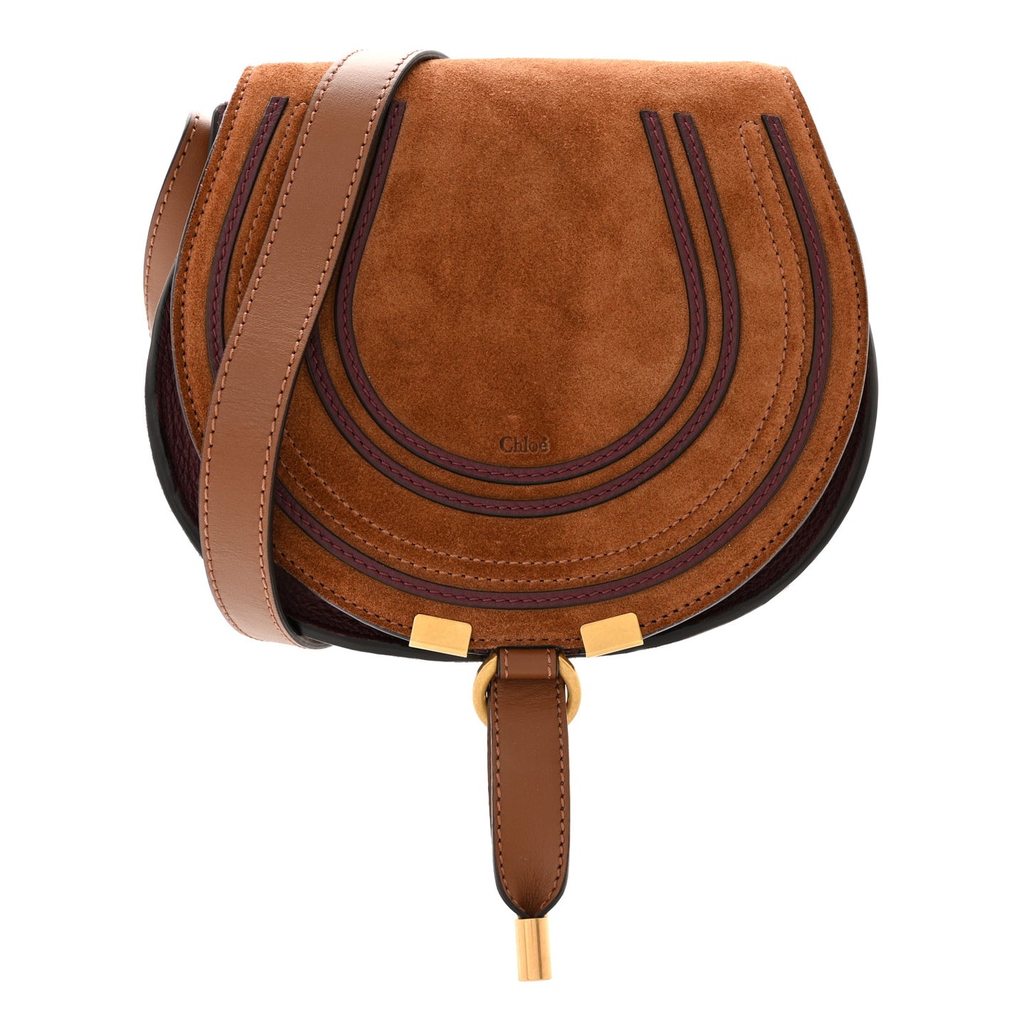 Suede Calfskin Mini Marcie Round Crossbody Bag Tan