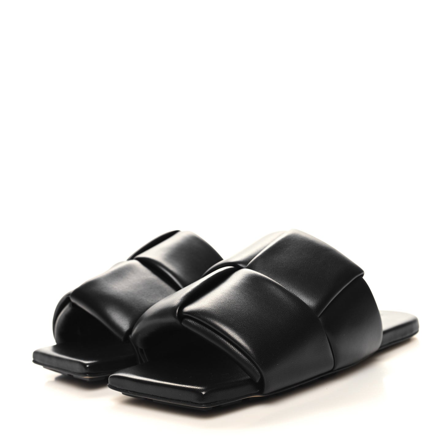Nappa Maxi Intrecciato Patch Flat Mules 38.5 Black