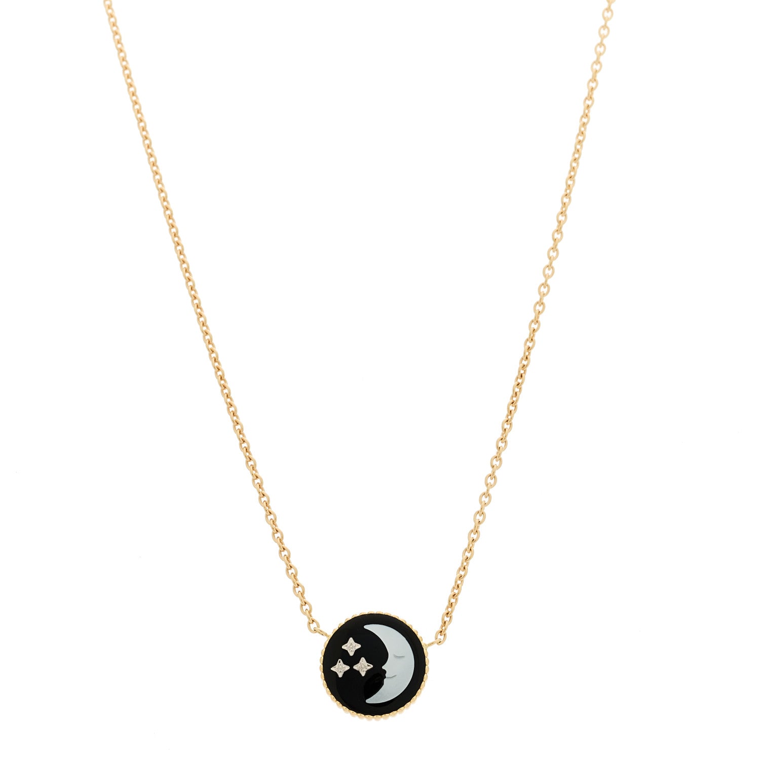 Christian Dior 18K Yellow Gold Diamond Black Onyx Mother of Pearl Rose Celeste Pendant Necklace 3 of 7