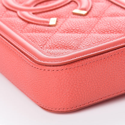 Chanel Caviar Quilted CC Filigree Clutch With Chain Red 6 of 14