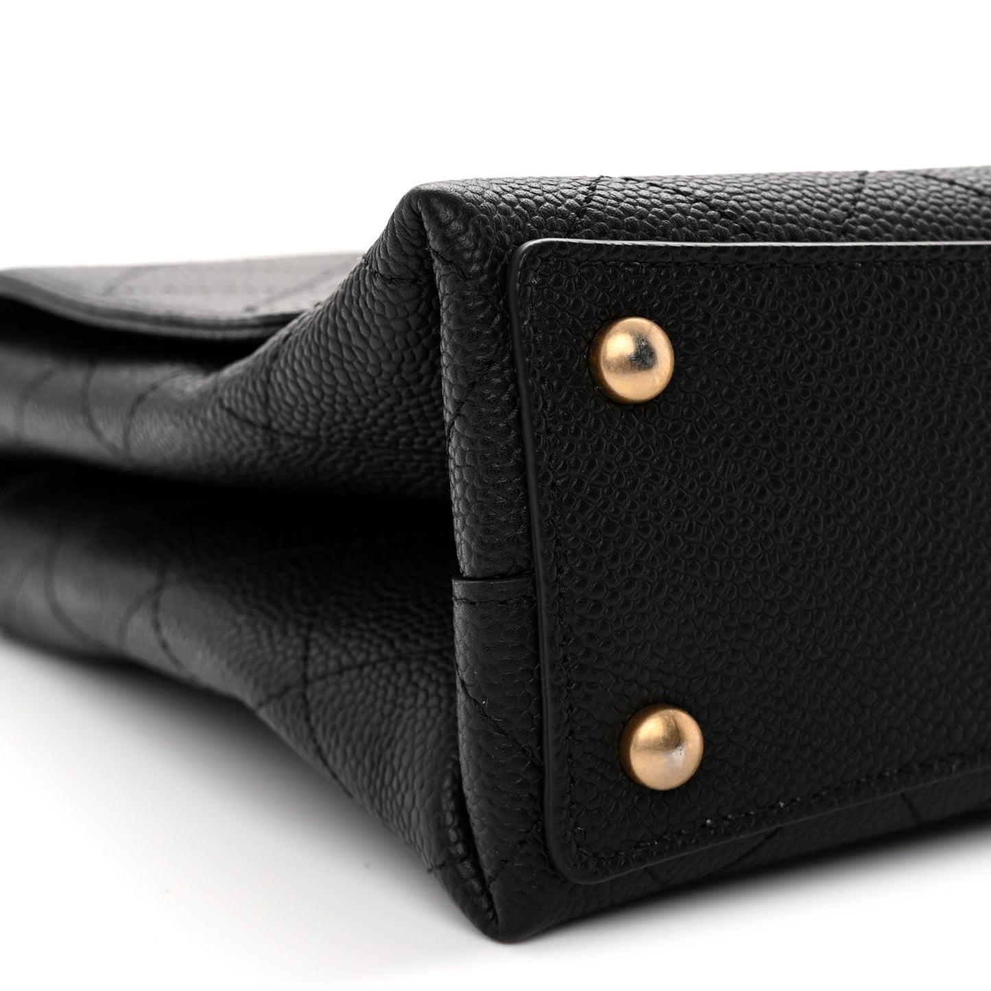 Grained Calfskin Stitched Flap Black
