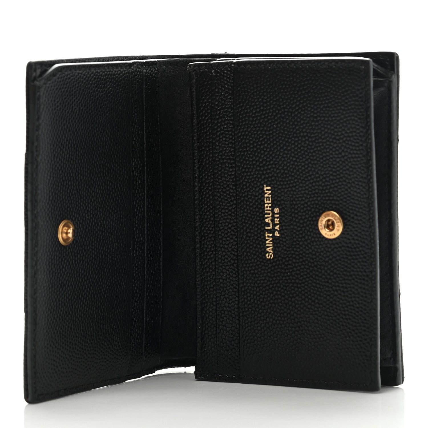 Saint Laurent Grain De Poudre Matelasse Chevron Monogram Card Case Black 5 of 7