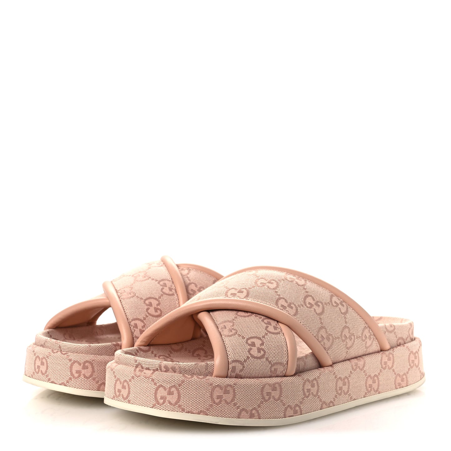 Monogram GG Calfskin Angelina Platform 55mm Slide Sandals 37 Light Pink 40 Light Pink