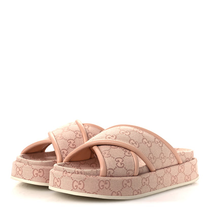 Gucci Monogram GG Calfskin Angelina Platform 55mm Slide Sandals 37 Light Pink 40 Light Pink 4 of 11
