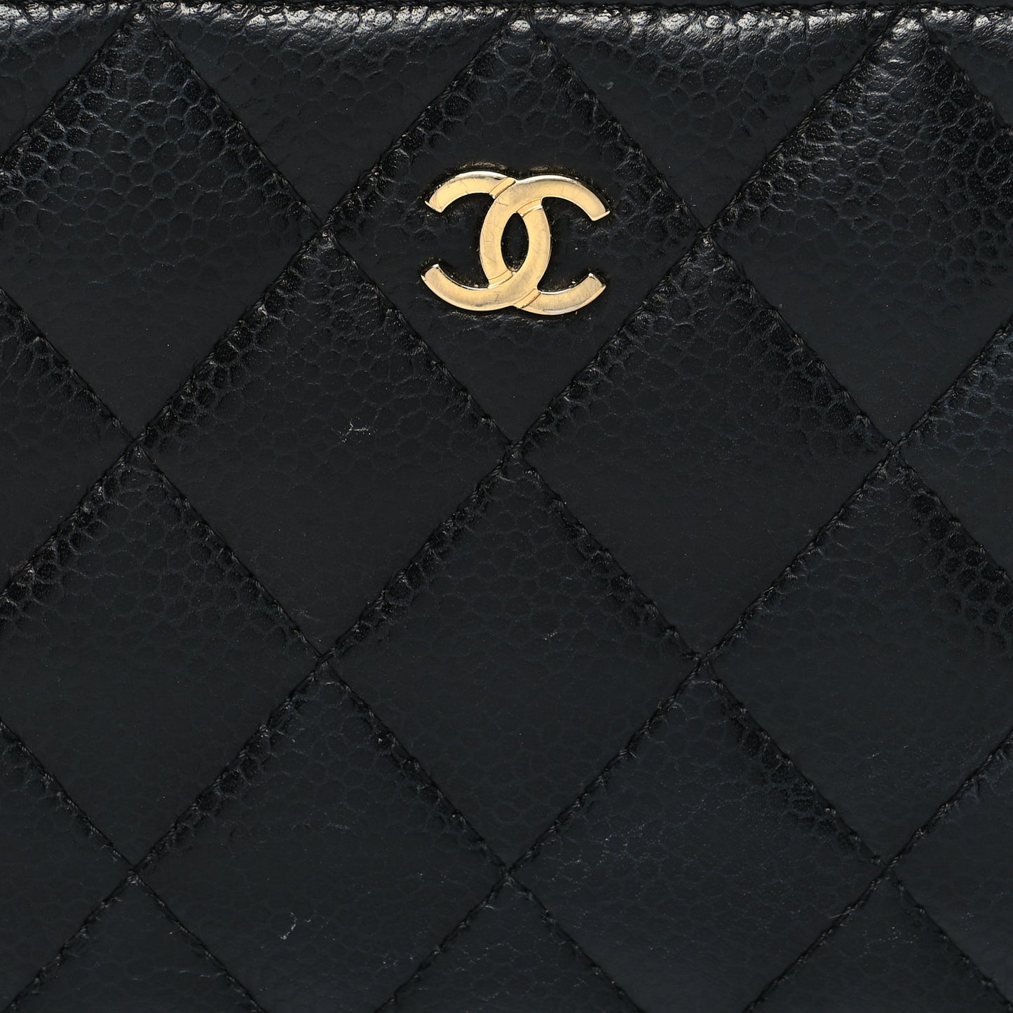 Caviar Quilted Large Gusset Zip Around Wallet Black