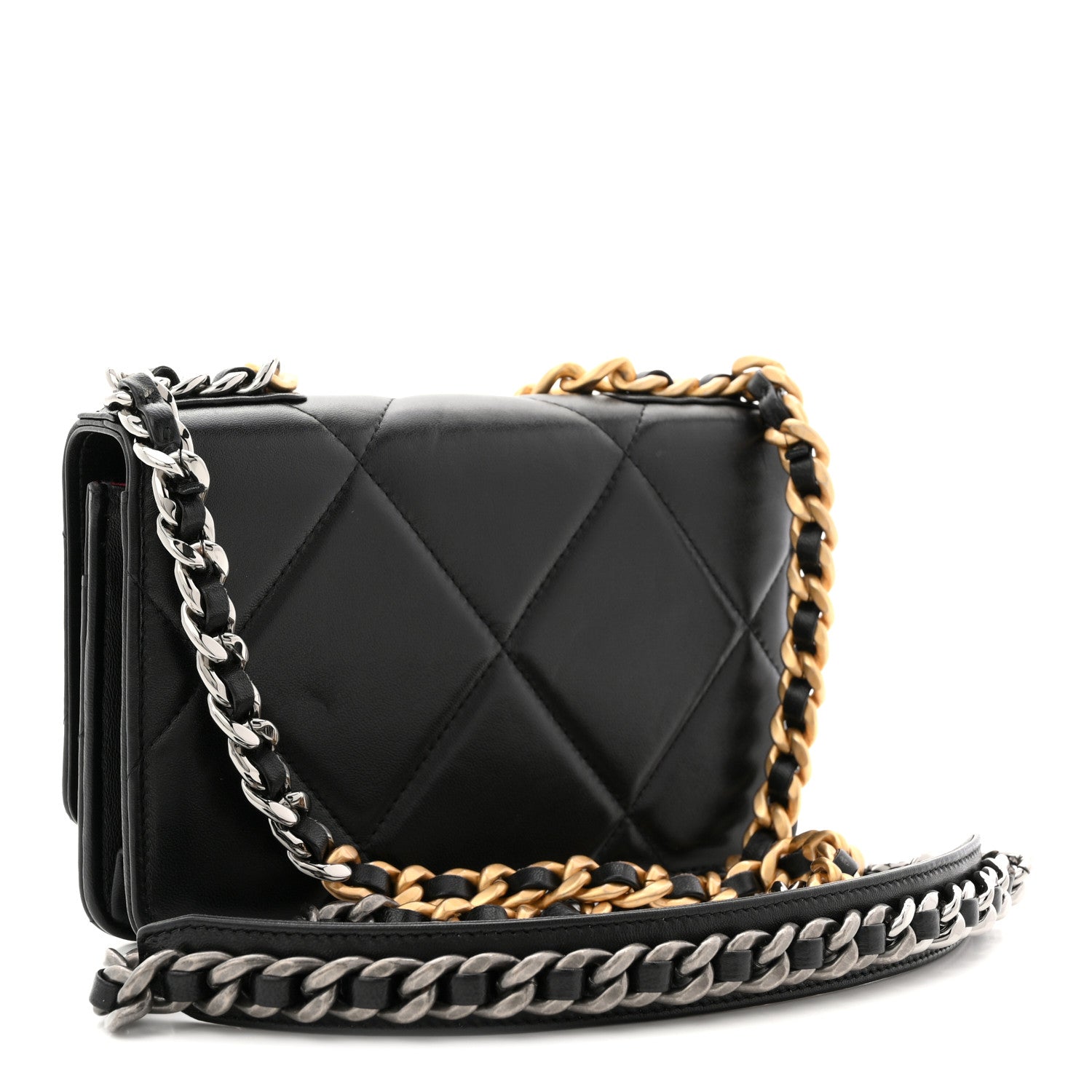 Chanel Lambskin Quilted Chanel 19 Wallet On Chain WOC Black 5 of 29