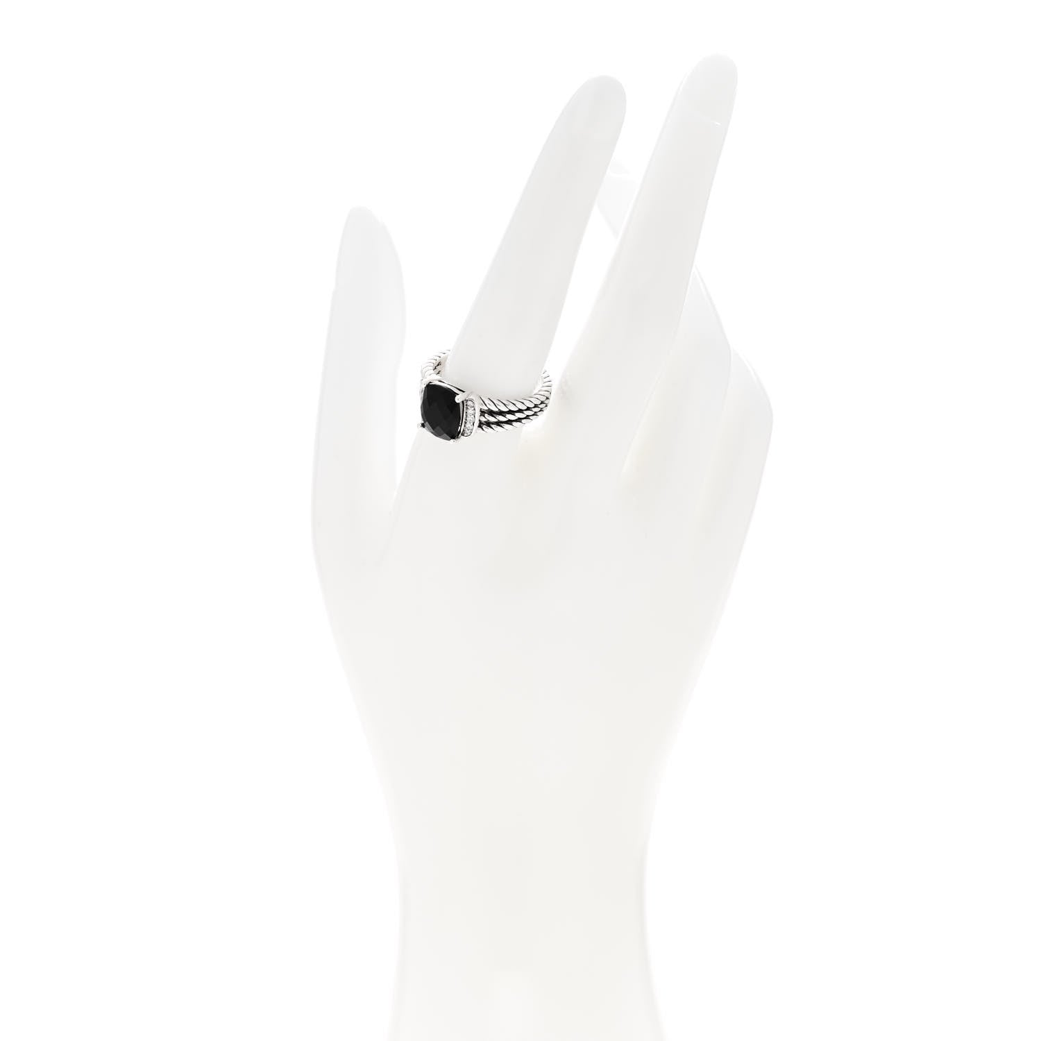 David Yurman Sterling Silver Diamond Black Onyx 10mm Petite Wheaton Ring 59 8.75 2 of 5