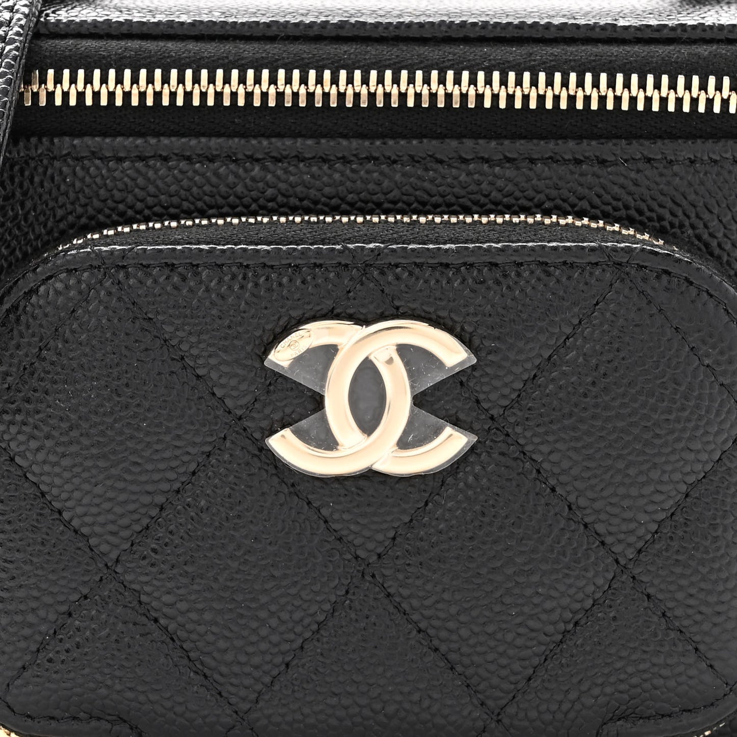 Caviar Quilted Top Handle Pocket Vanity Case Black