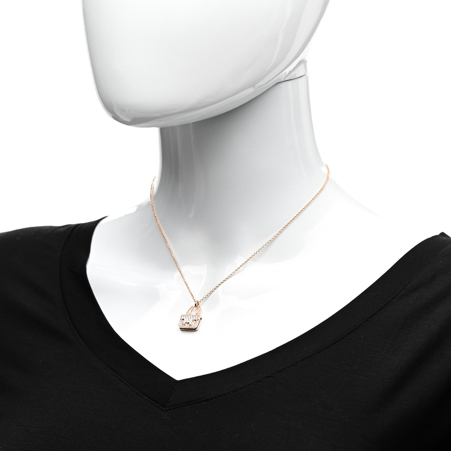 Hermes 18K Rose Gold Diamond Constance Amulettes Pendant Necklace 2 of 6
