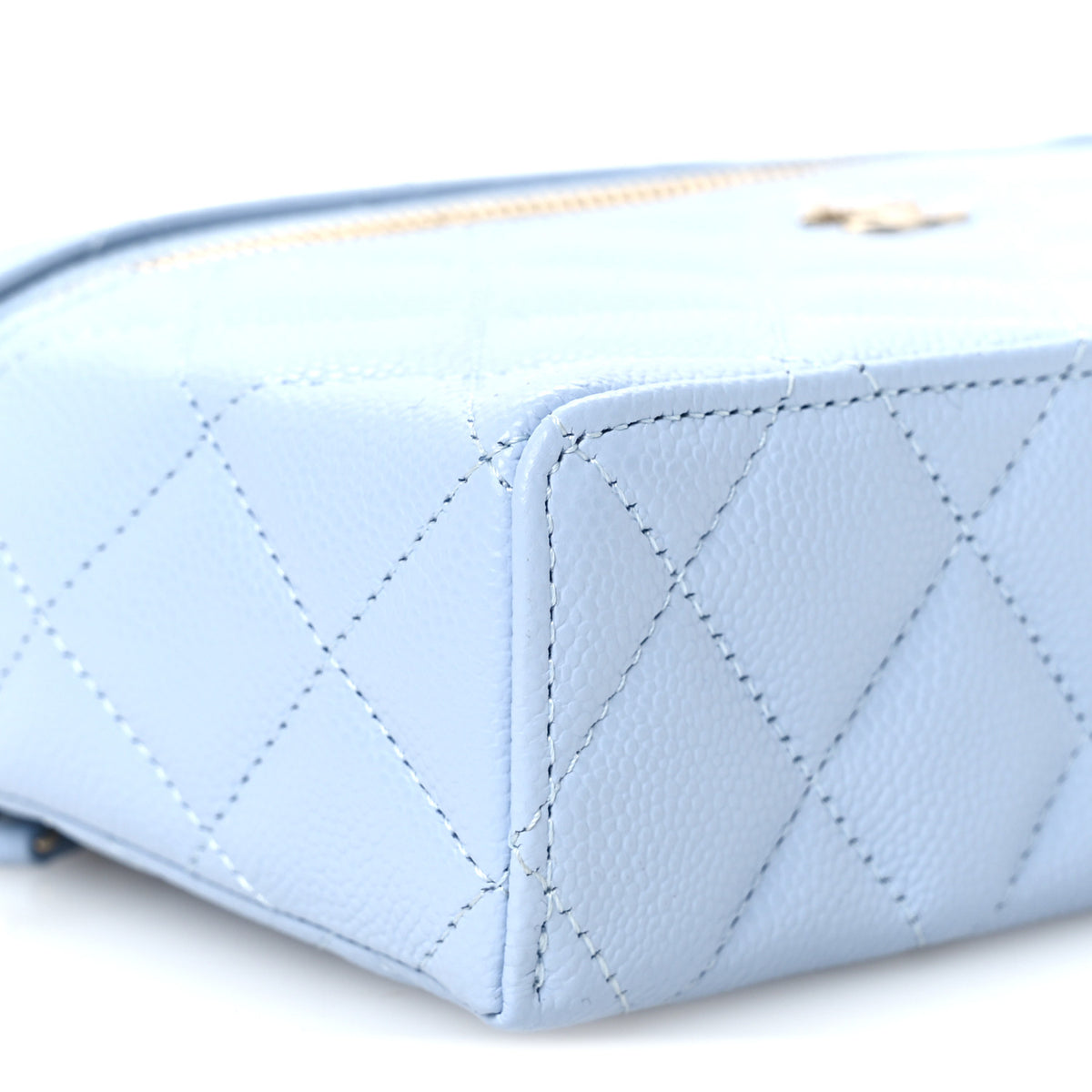 Chanel Caviar Quilted Top Handle Slim Vanity With Chain Light Blue 9 of 11