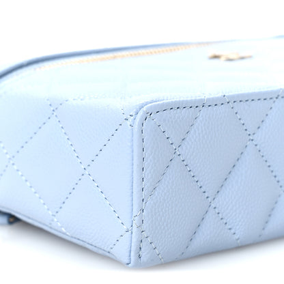 Chanel Caviar Quilted Top Handle Slim Vanity With Chain Light Blue 9 of 11