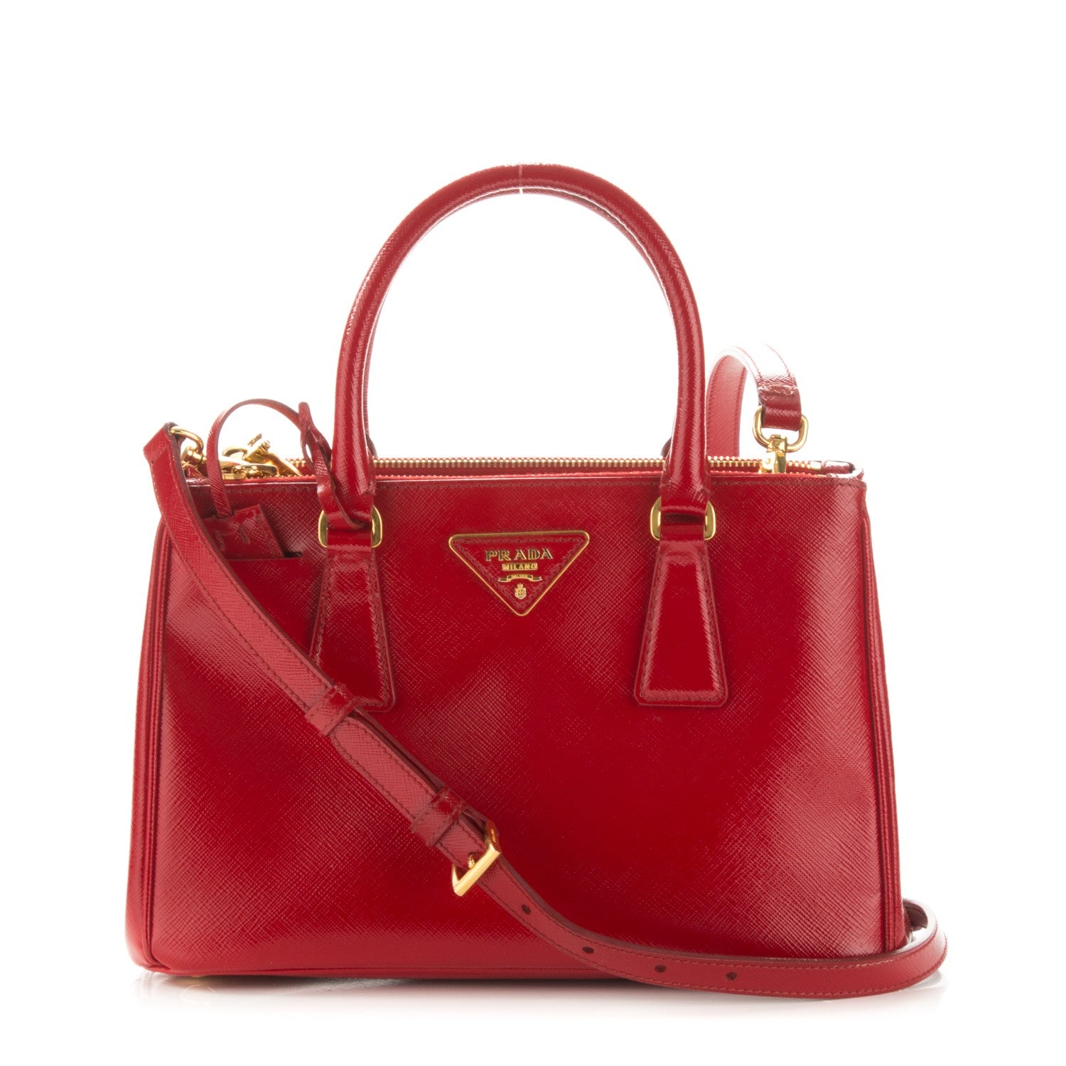 Prada Saffiano Vernice Mini Galleria Double Zip Tote Rosso 1 of 8
