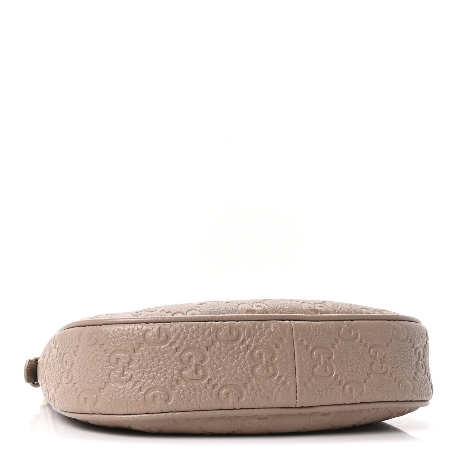 Gucci GG Grainy Calfskin Emblem Medium Half Moon Shoulder Bag Taupe 4 of 11