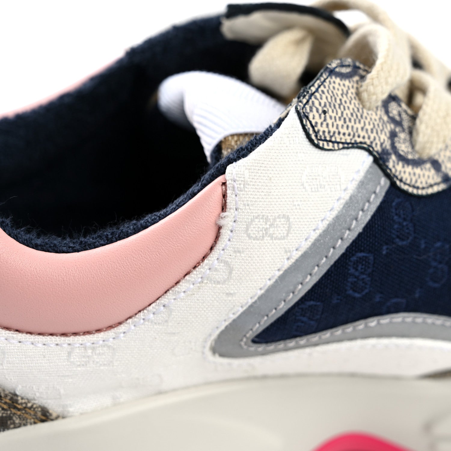 Gucci GG Supreme Monogram Mix Monogram Womens Rhyton Sneakers 35.5 London Blue Beige Pale Pink 10 of 10