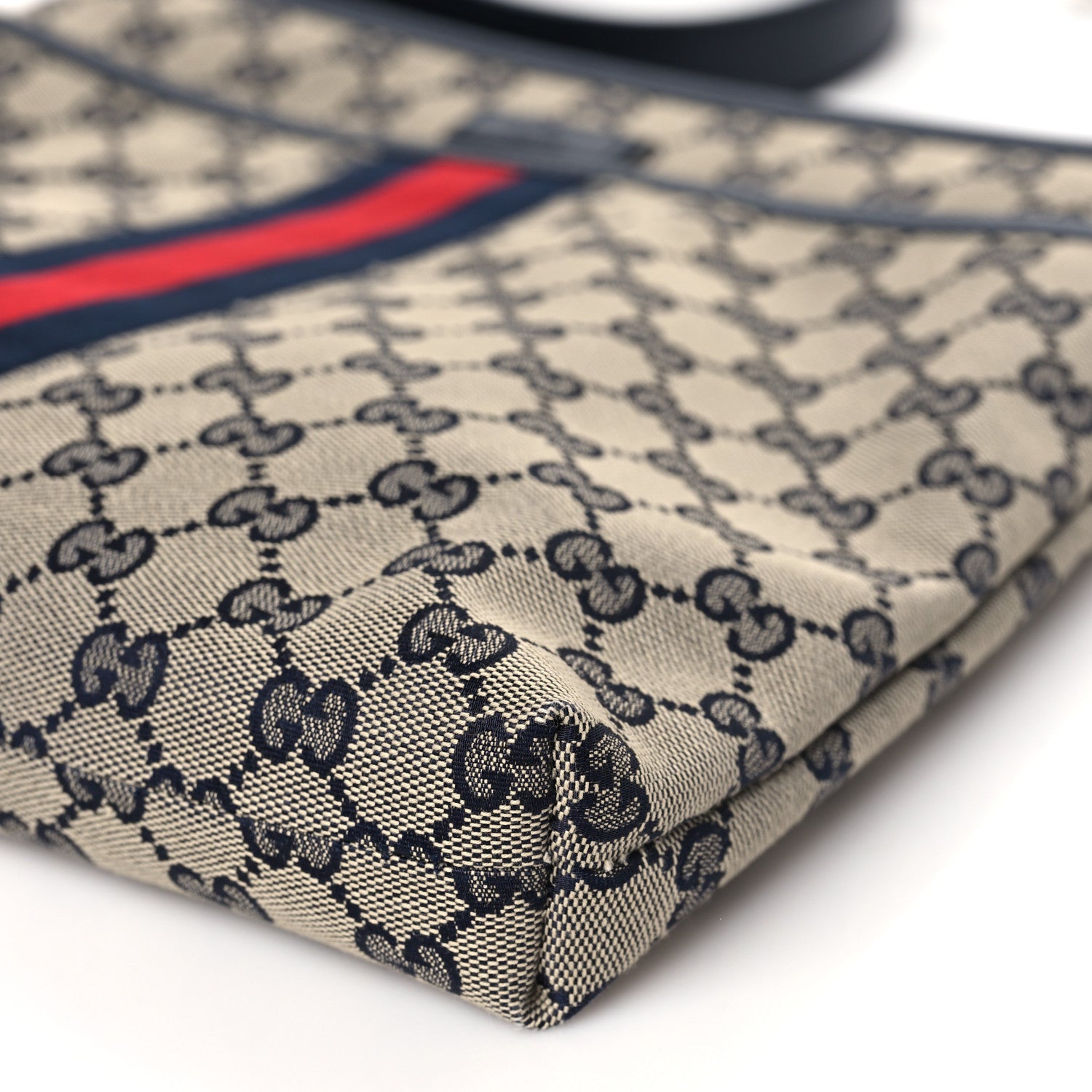 Gucci GG Supreme Monogram Web Flat Messenger Bag Navy 9 of 9