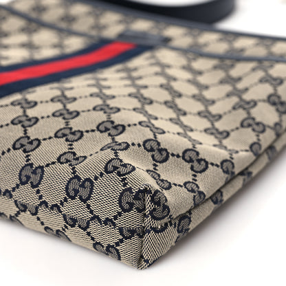 Gucci GG Supreme Monogram Web Flat Messenger Bag Navy 9 of 9