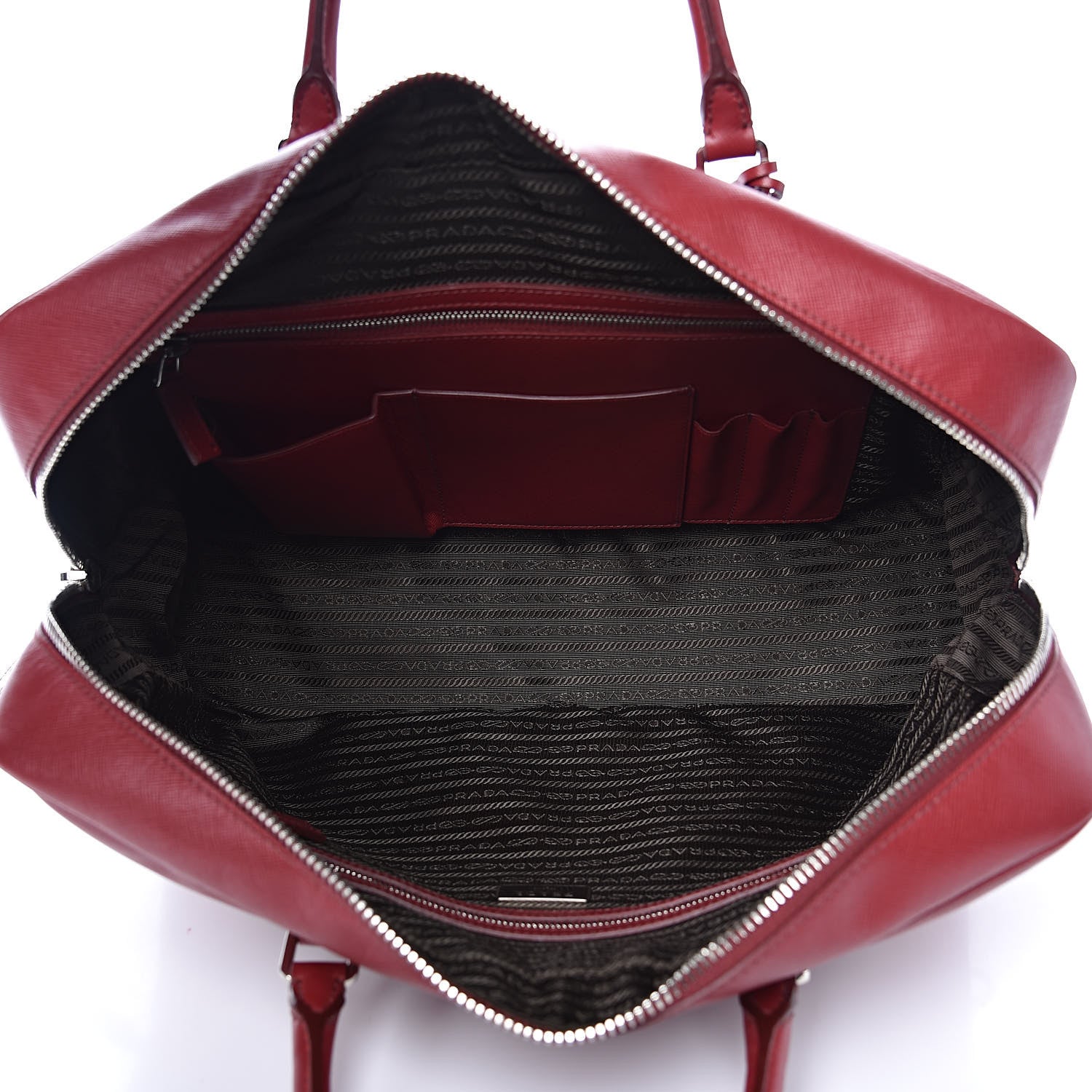 Prada Saffiano Travel Briefcase Rubino 5 of 10