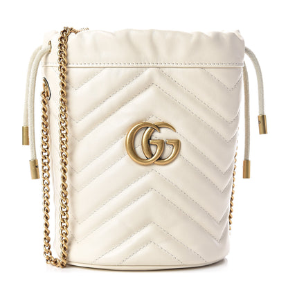 Gucci Calfskin Matelasse Mini GG Marmont 2.0 Bucket Bag White 1 of 11