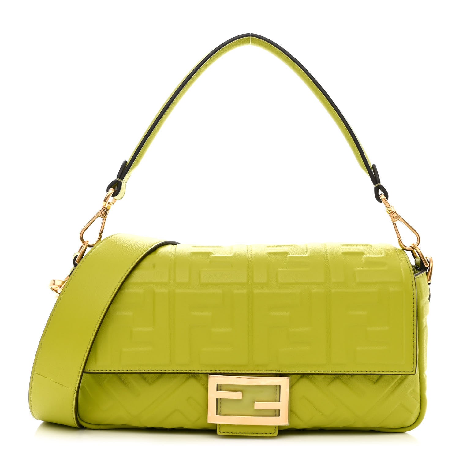 Fendi Nappa FF 1974 Embossed Baguette Wasabi 1 of 10