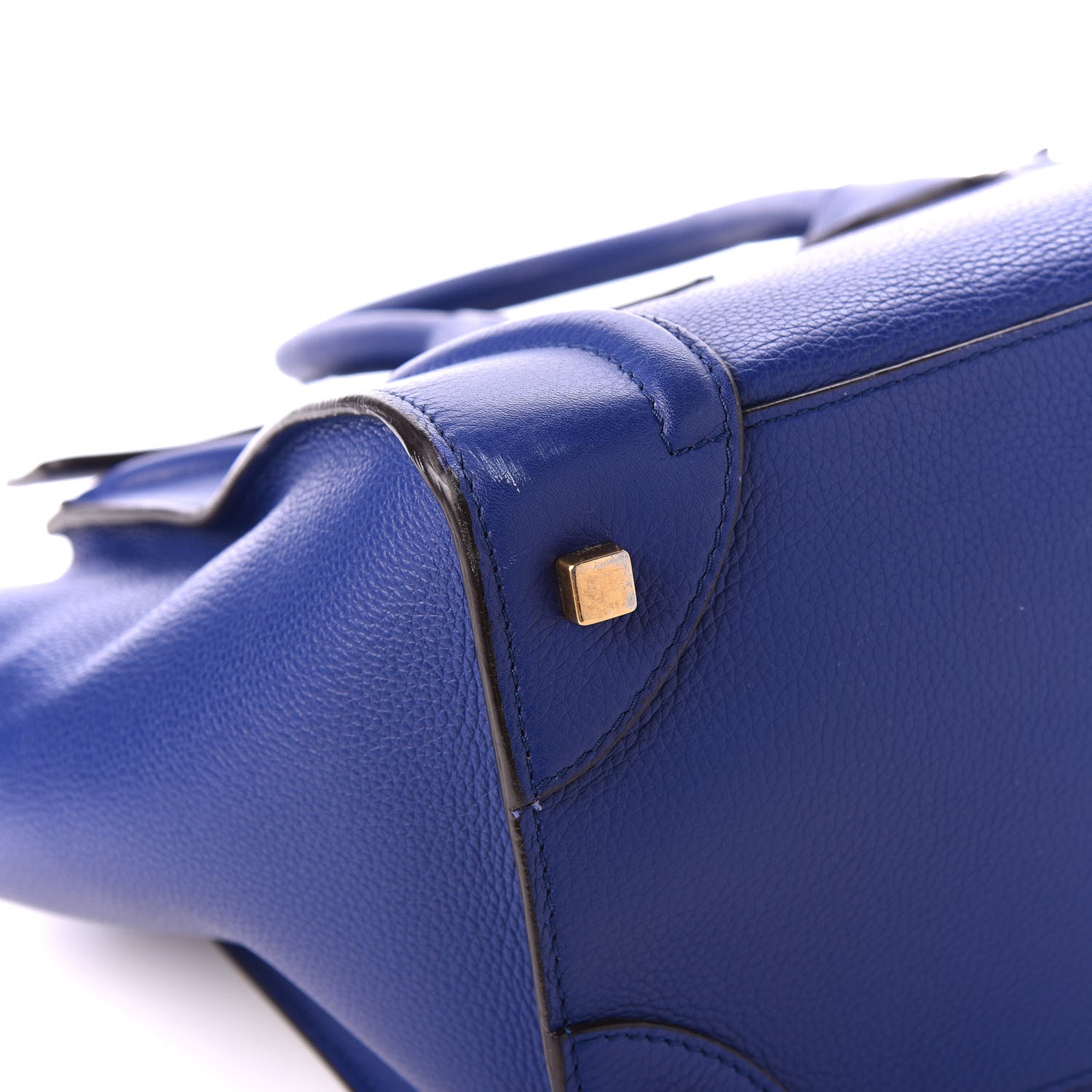 Celine Drummed Calfskin Mini Luggage Indigo 7 of 10