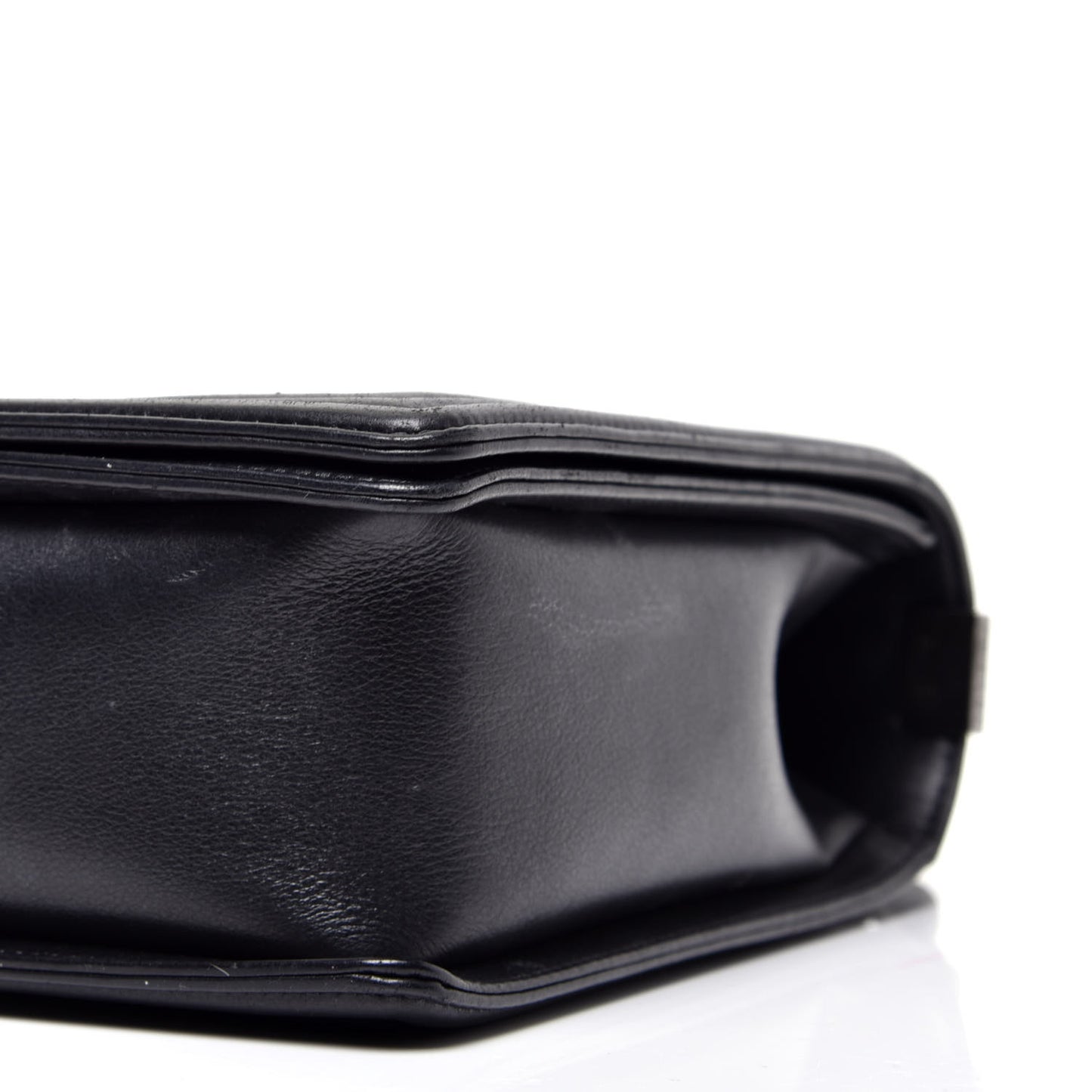 Calfskin Quilted Large Boy Flap Black
