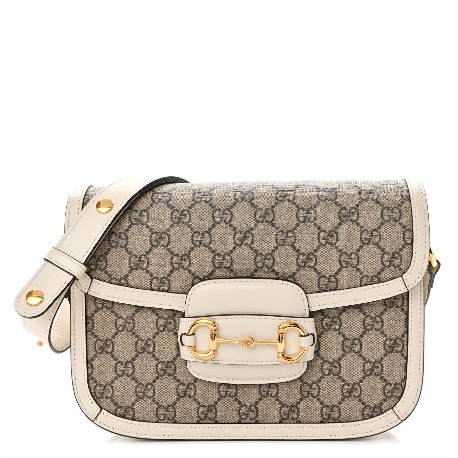 Gucci GG Supreme Monogram Horsebit 1955 Shoulder Bag Beige Mystic White 1 of 12