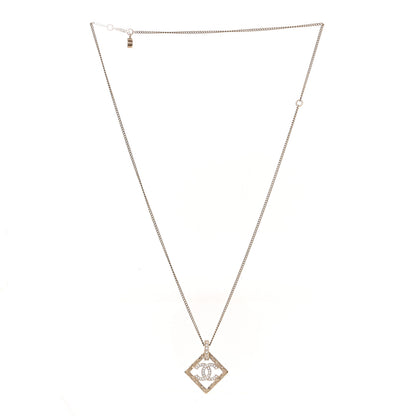Chanel Baguette Crystal Quilted CC Pendant Necklace Gold 1 of 5