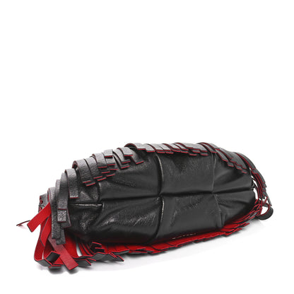 Prada Nappa Frange Wristlet Clutch Black Fuoco 4 of 13